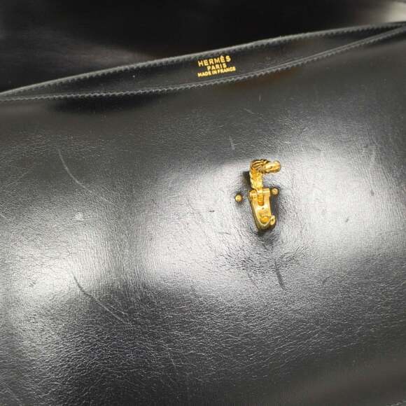 Hermes Hermès Vasco Box Calf Handbag, Black, with 〇Q Stamp, Women's - Picture 8 of 14